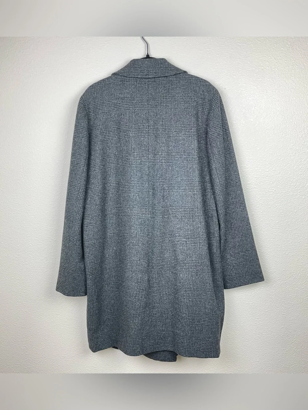 J.Crew Women's 10 Gray Plaid 100% Wool Blend Overcoat Highneck Posh Academia